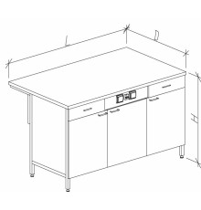 Стол-тумба большой с дверками с ящиками и розетками 1500/900 СТЛw-М с/я.р.