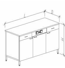 Стол-тумба с дверками с ящиками и розетками 1500 СТЛк-М с/я.р.