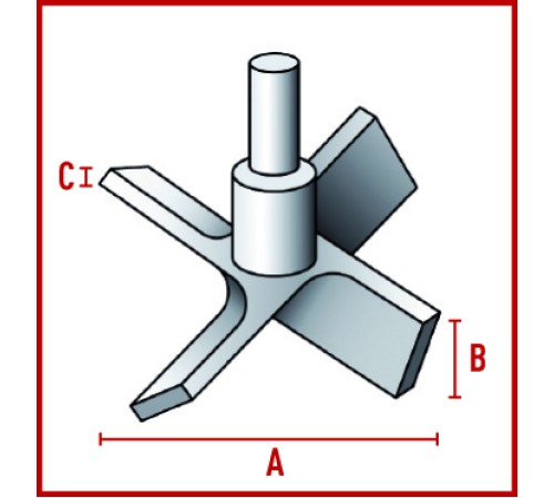 Перемешивающий элемент Bohlender пропеллерный, 4 лопасти, длина 350 мм, 50 х 18 х 4 мм, PTFE (Артикул C 484-18)